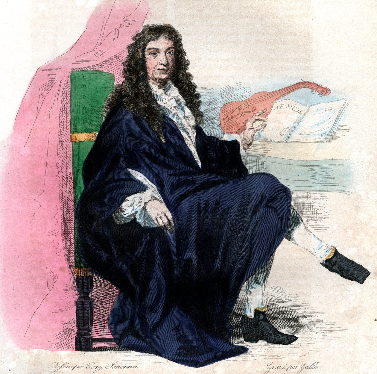 Portræt af Jean Baptiste Lully (1632-1687), fransk komponist. af French School