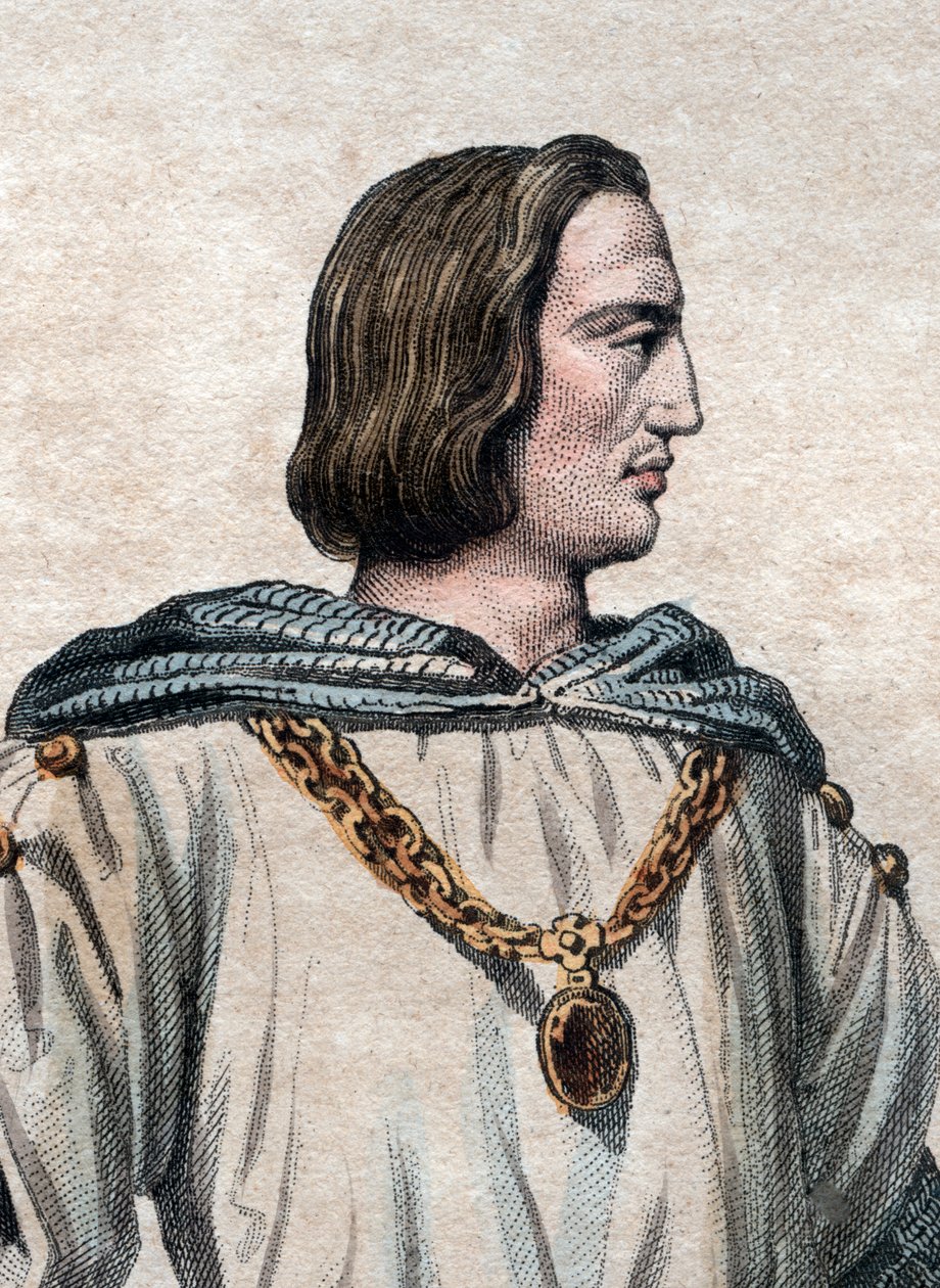 Portræt af Filip II Augustus (1165-1223), konge af Frankrig. af French School