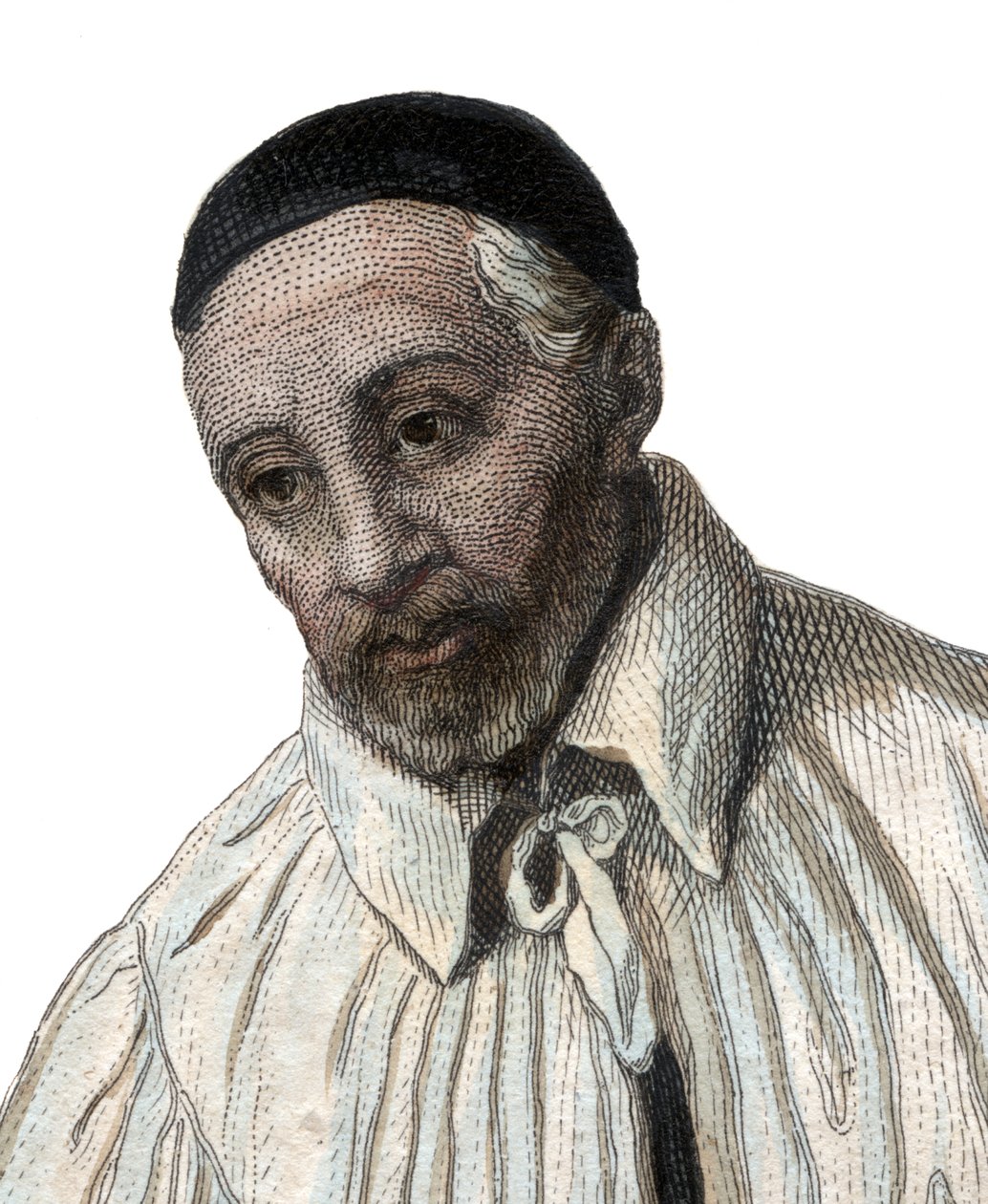 Portræt af Saint (St.) Vincent de Paul (1581-1660), præst for den katolske kirke. af French School