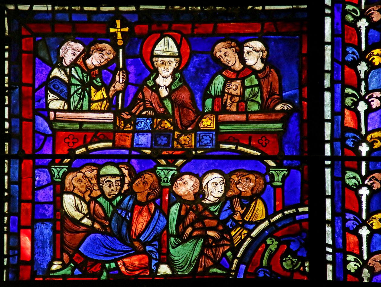 Prædiken, scene fra St. Martins liv, Chartres-katedralen af French School