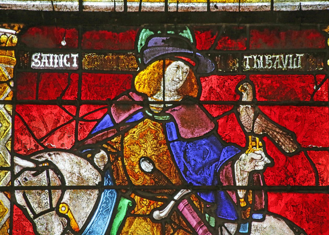 Vindue forestillende Saint Thibault af French School