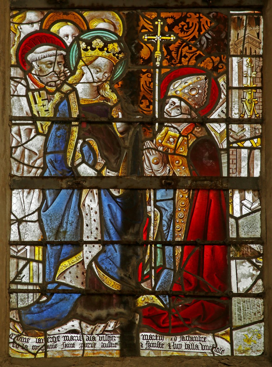 Vindue, der viser Jomfru Maria, der viser sig for St. Martin af French School