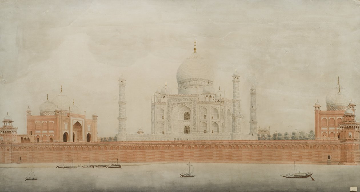 Taj Mahal, Agra, 1820 (wc på papir) af Indian School