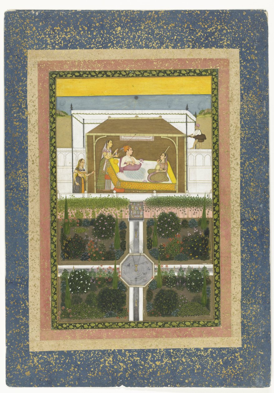 Prins i en have, ca. 1775-99 (pensel på papir) af Indian School