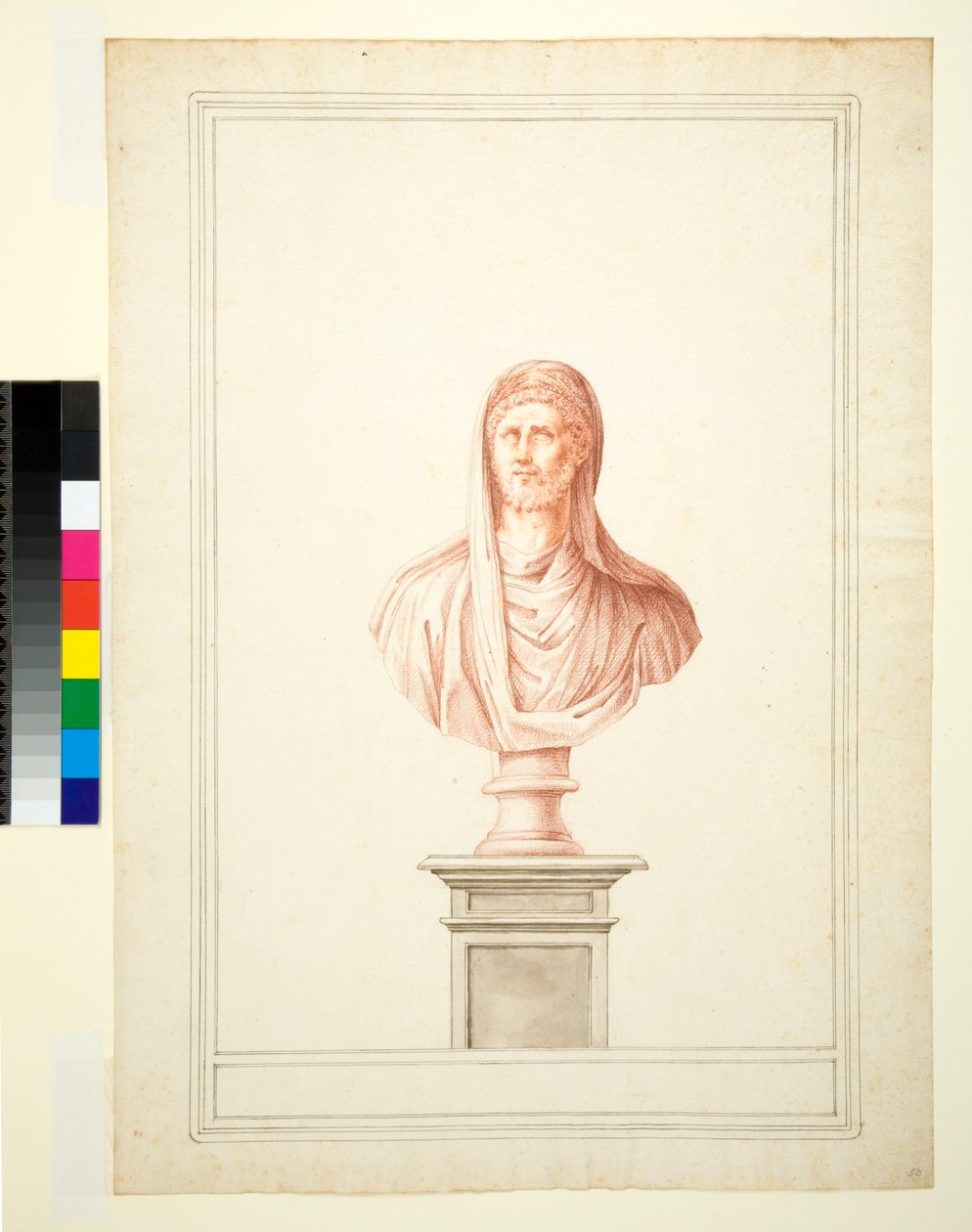 Buste, 1700-1750 (rødt kridt) af Italian School