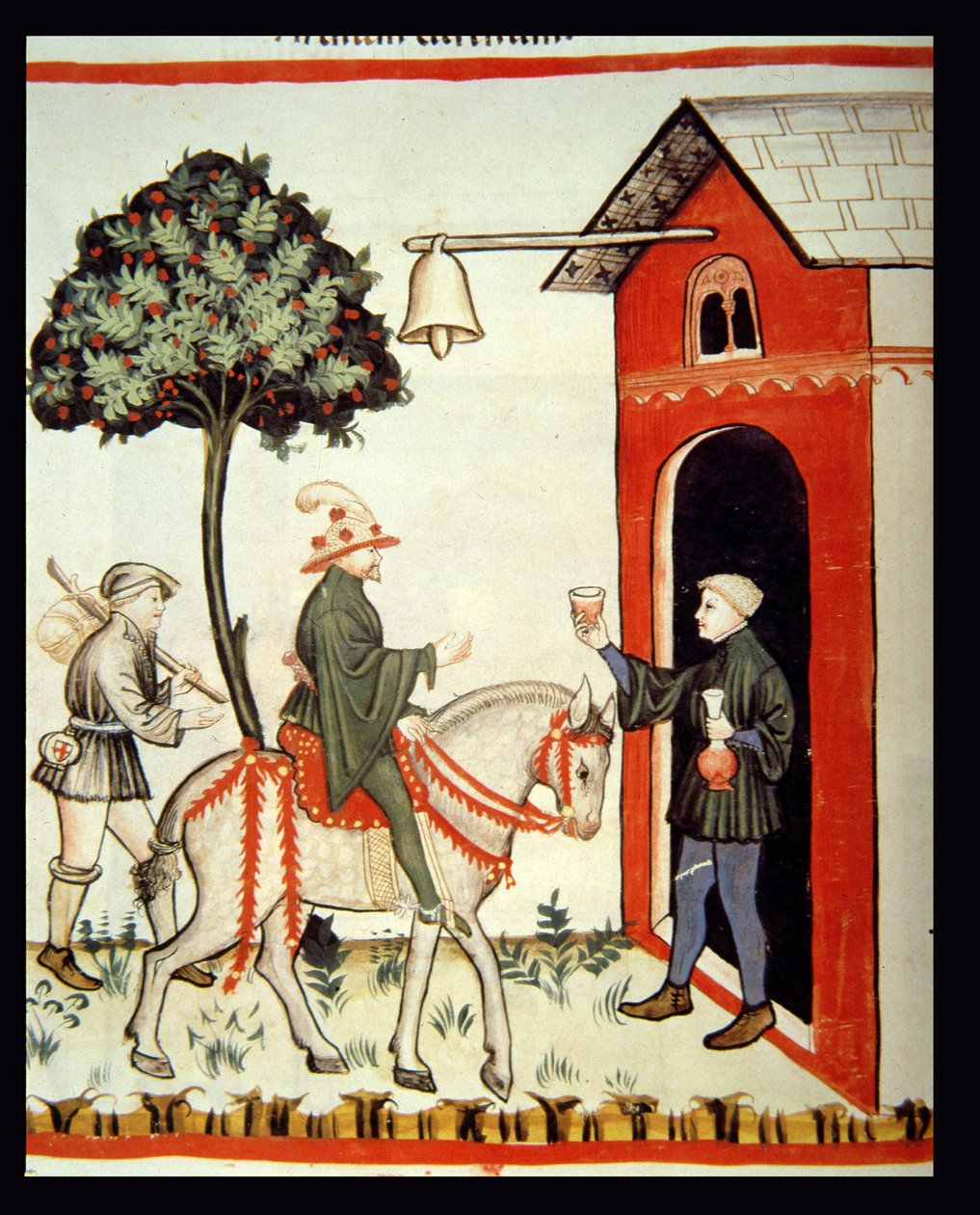 Nova 2644 fol.87v The Glass of Red Wine, fra Tacuinum Sanitatis Codex Vindobonensis af Italian School