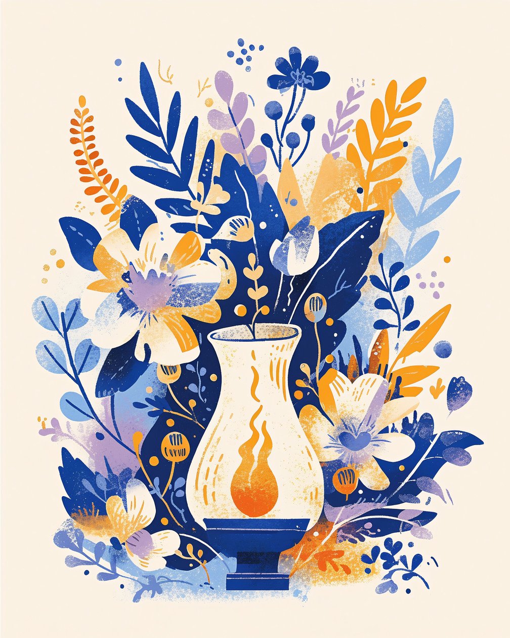 Sød Retro Floral Ghost-hjemmedekoration med æstetiske Boho-vægkunsttryk af F. Abderrahim
