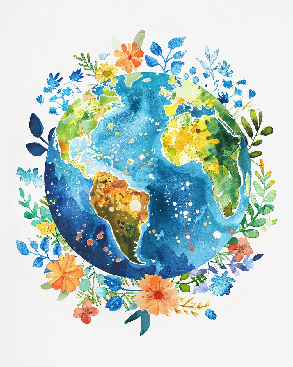 Peace vægdekoration: Akvarel boho planet earth børnehave af F. Abderrahim
