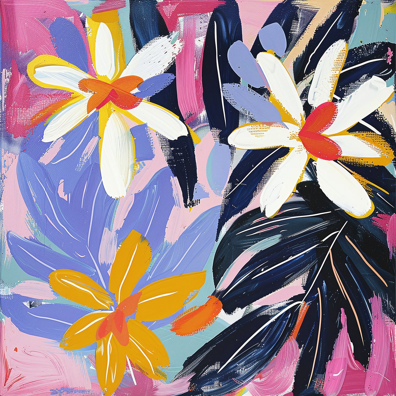 Abstrakt sne blomster stue vægdekoration | online kunsttryk af F. Abderrahim
