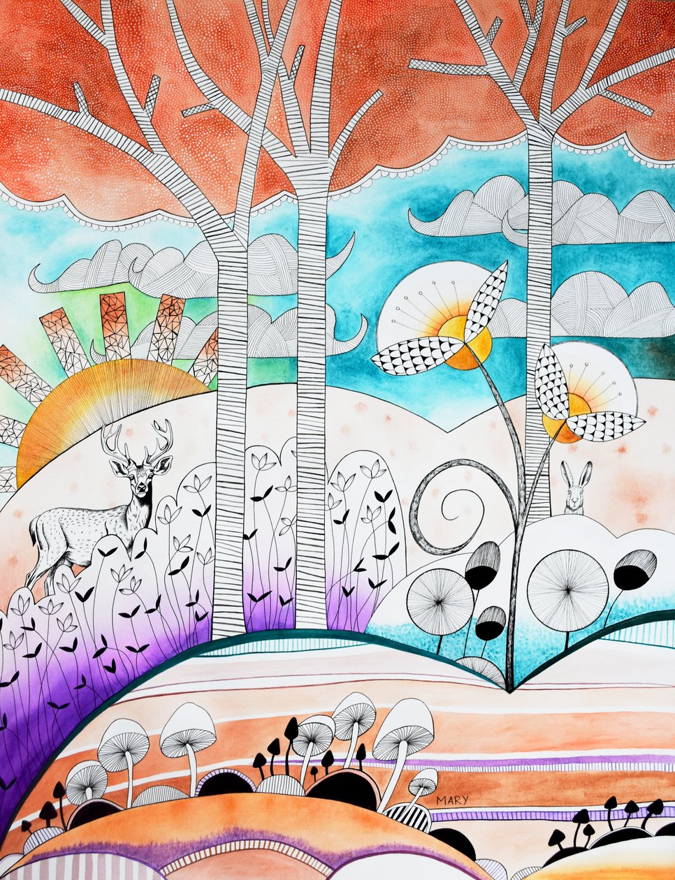 Moderne skov af Marys Watercolors