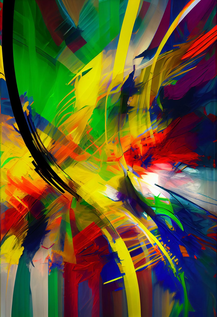 Abstrakt digitalt maleri A Blend of Vibrant Colors, online canvas print on demand af F. Abderrahim