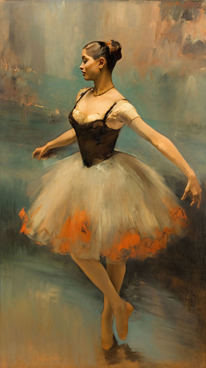 Oliemaleri Balletdanser, Edgar Degas-stil, vægdekoration til soveværelset af F. Abderrahim