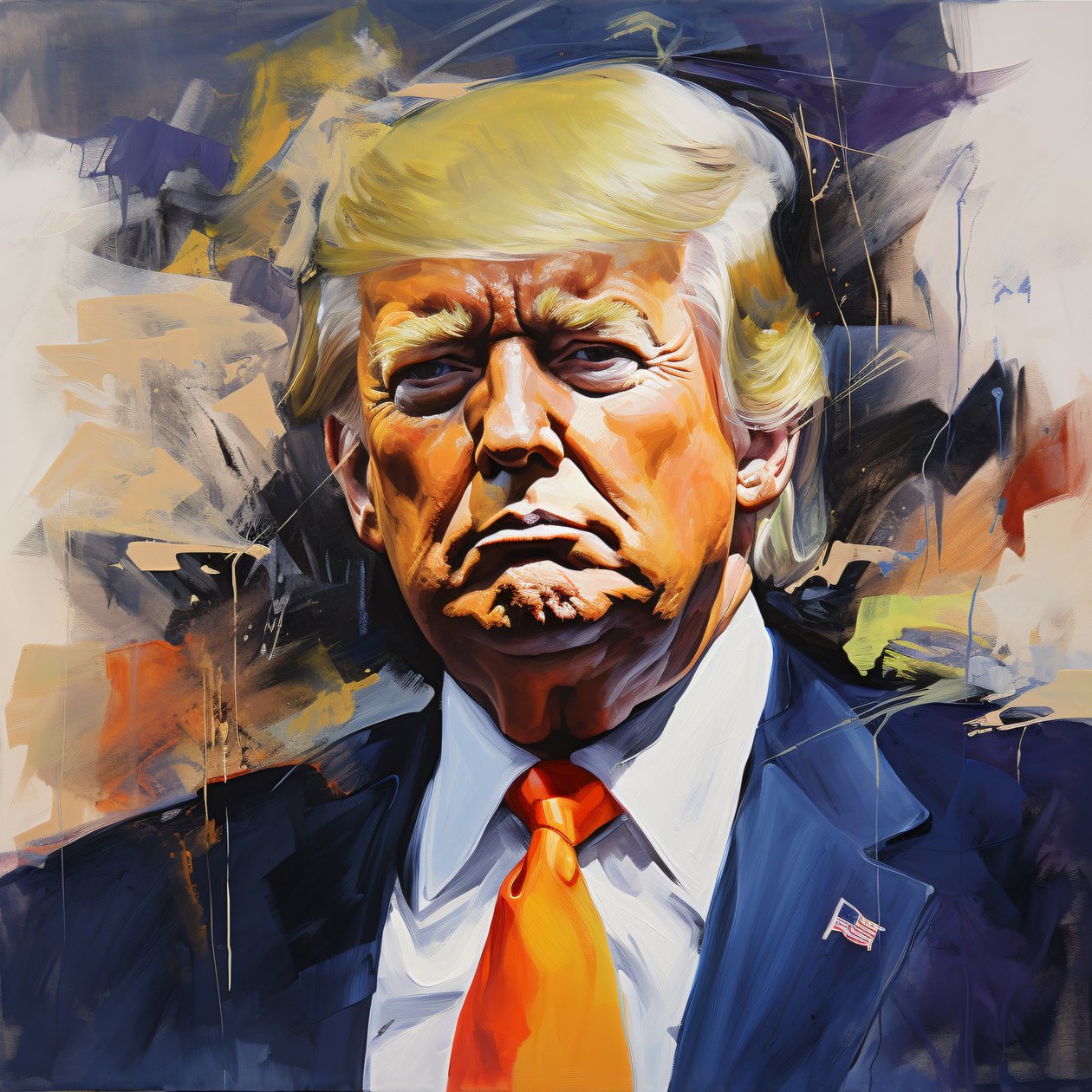 Akryl Donald Trump-maleri, moderne vægkunst, vægdekoration til kontoret af F. Abderrahim