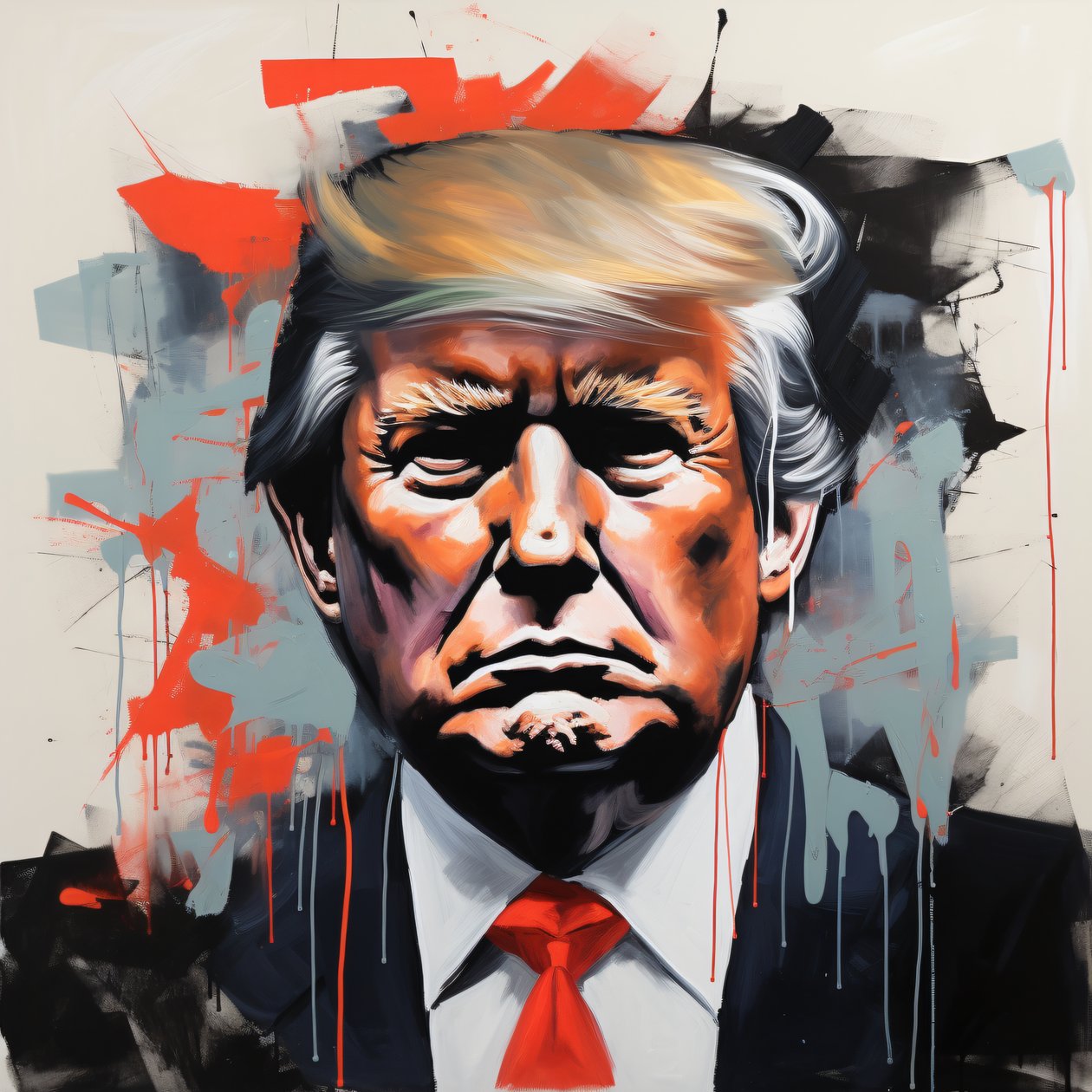Lærredstryk af Donald Trump-maleri, indrammet vægdekoration af F. Abderrahim