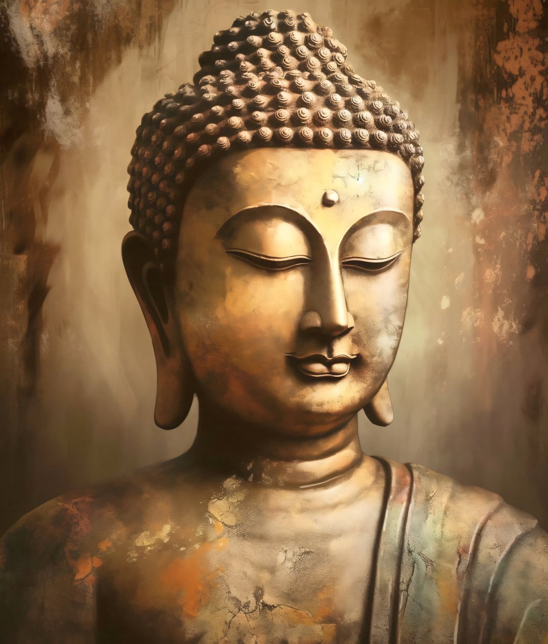Fotorealistisk Buddha A Character in Meditation, lærredskunsttryk af F. Abderrahim