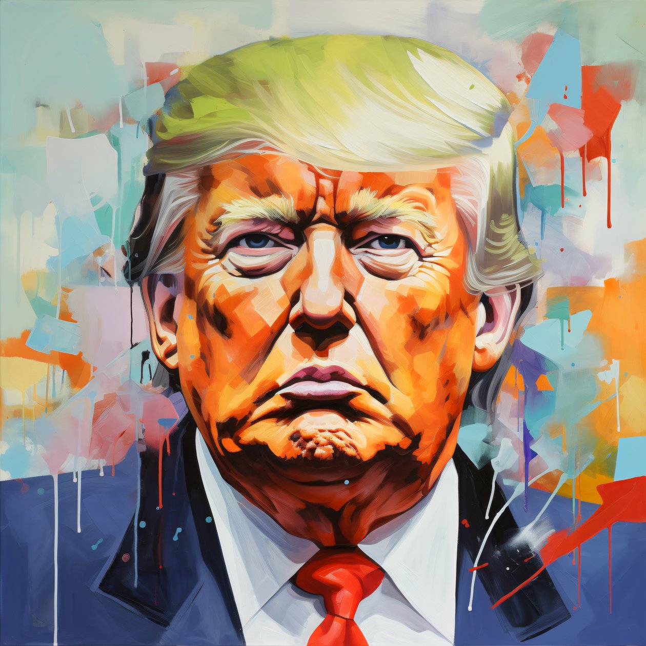 Donald Trump Canvas Oil Painting Print, indrammede Wood wall art prints af F. Abderrahim