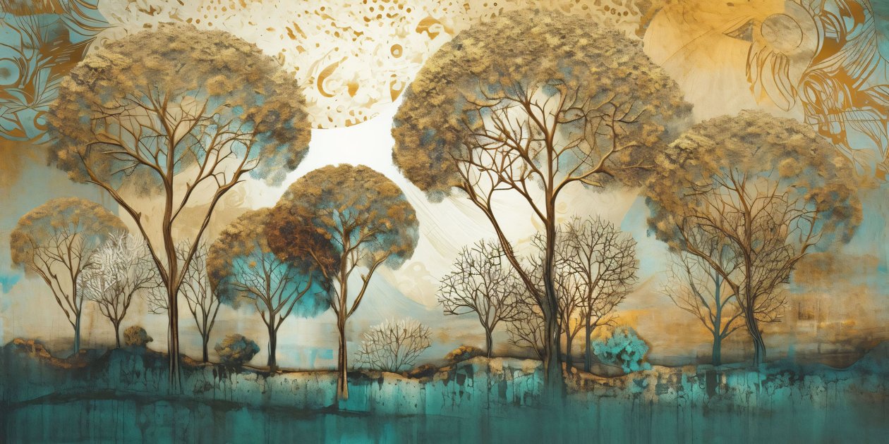 Surrealistisk abstrakt i bløde toner, trælandskab, vægbilleder på bestilling af F. Abderrahim
