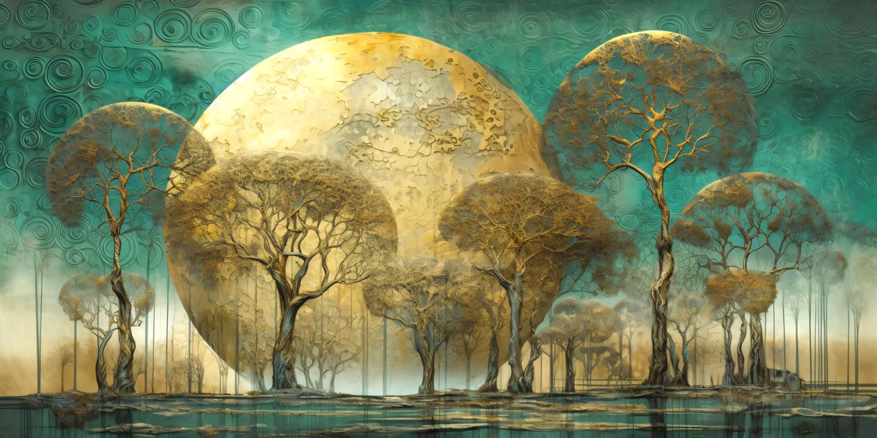 Trælandskab Surrealistisk abstrakt i bløde toner, moderne vægdekoration af F. Abderrahim