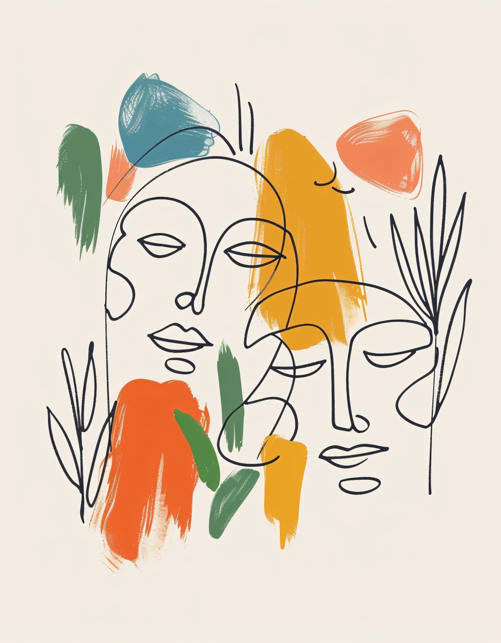 Minimalistisk boho Windring one Line Sketch, Mid-Century Modern, vægdekorationstryk af F. Abderrahim