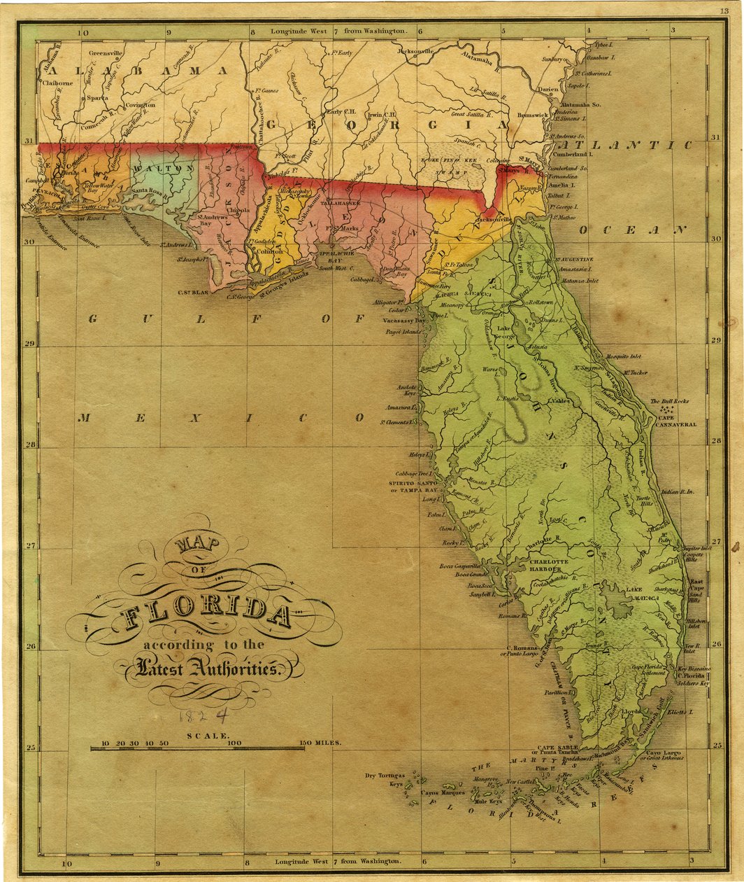 Kort over Florida, 1826 af A. Finley