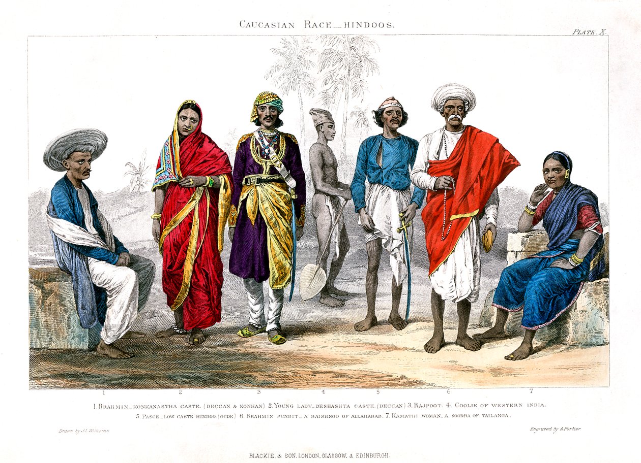 Kaukasisk race, hinduer, 1800-1900. af A. Portier
