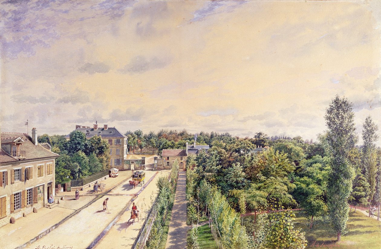 Gæstehuset i Sevres, ca. 1840 af A. de Lareuziere