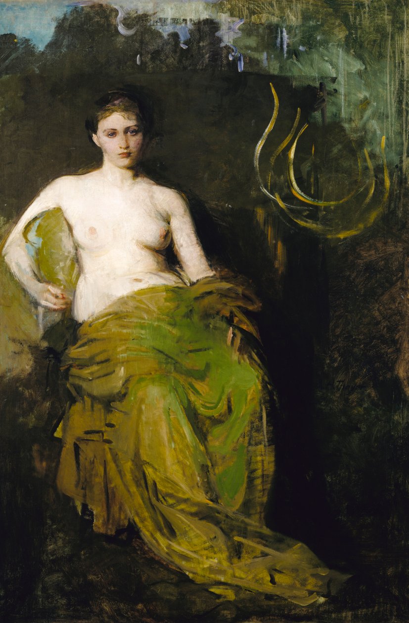 Halv draperet figur, ca. 1885. af Abbott Handerson Thayer