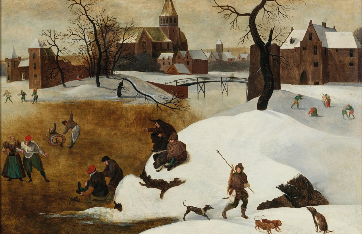 Vinterlandskab med skatere. af Abel Grimmer