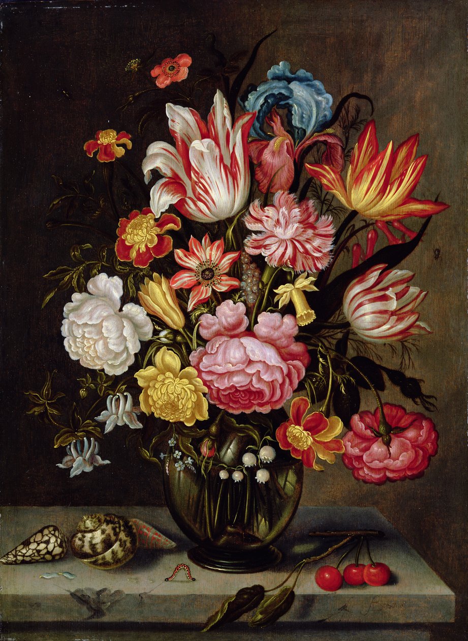 Stilleben af blomster i en ægformet vase af Abraham Bosschaert