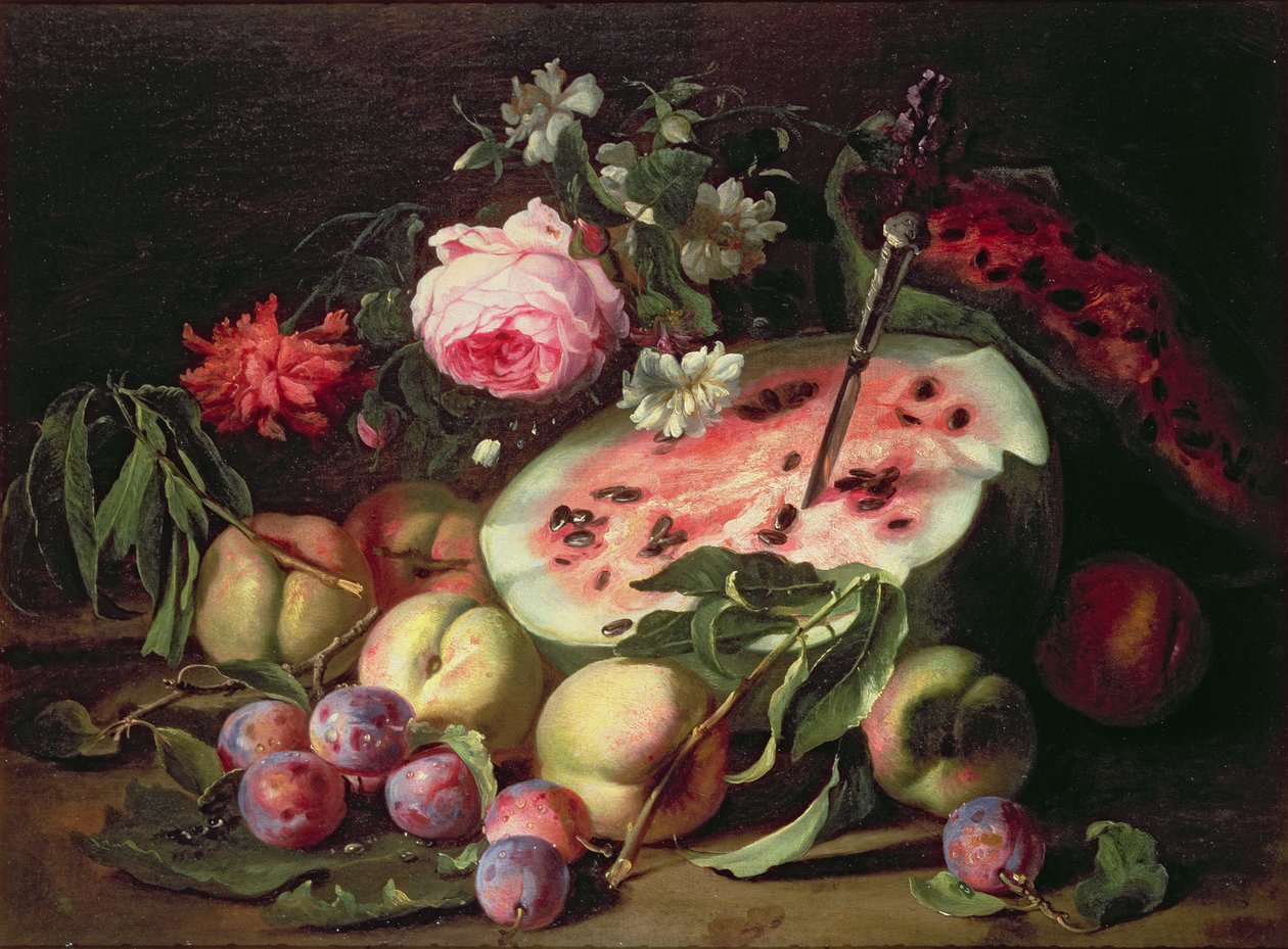 Stilleben med en vandmelon af Abraham Brueghel