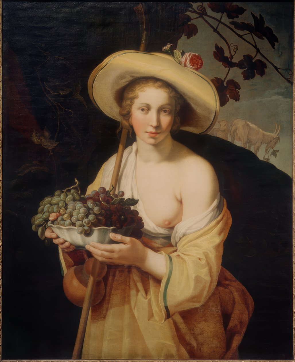 Hyrdinde med druer af Abraham Bloemaert