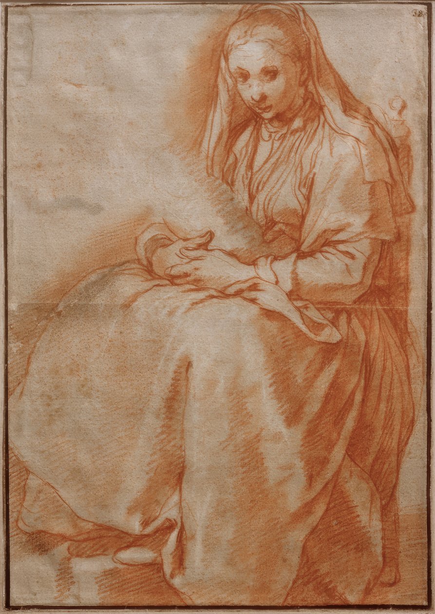 Siddende kvinde med barn af Abraham Bloemaert