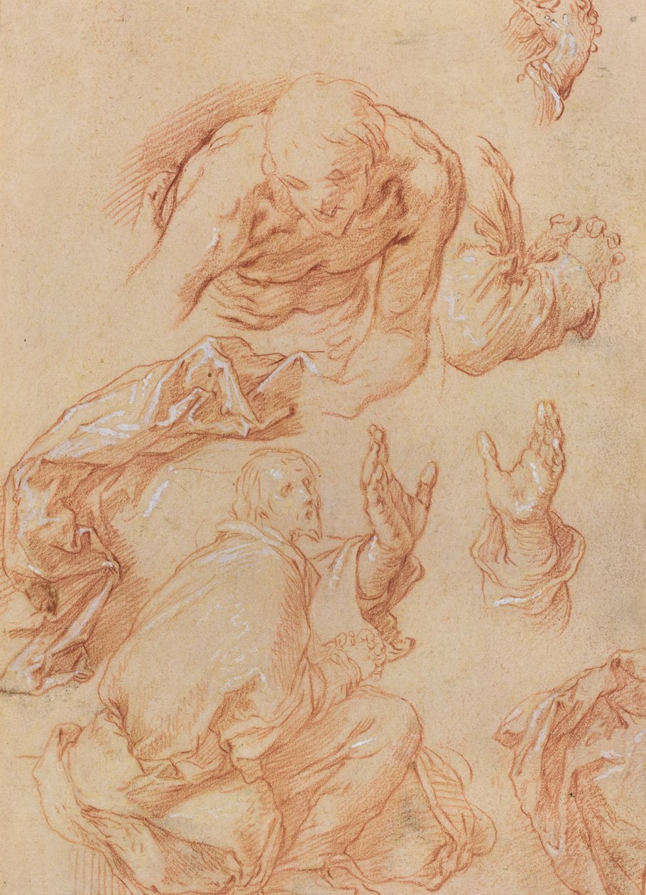 Studier af hænder og bøjede figurer [verso] af Abraham Bloemaert