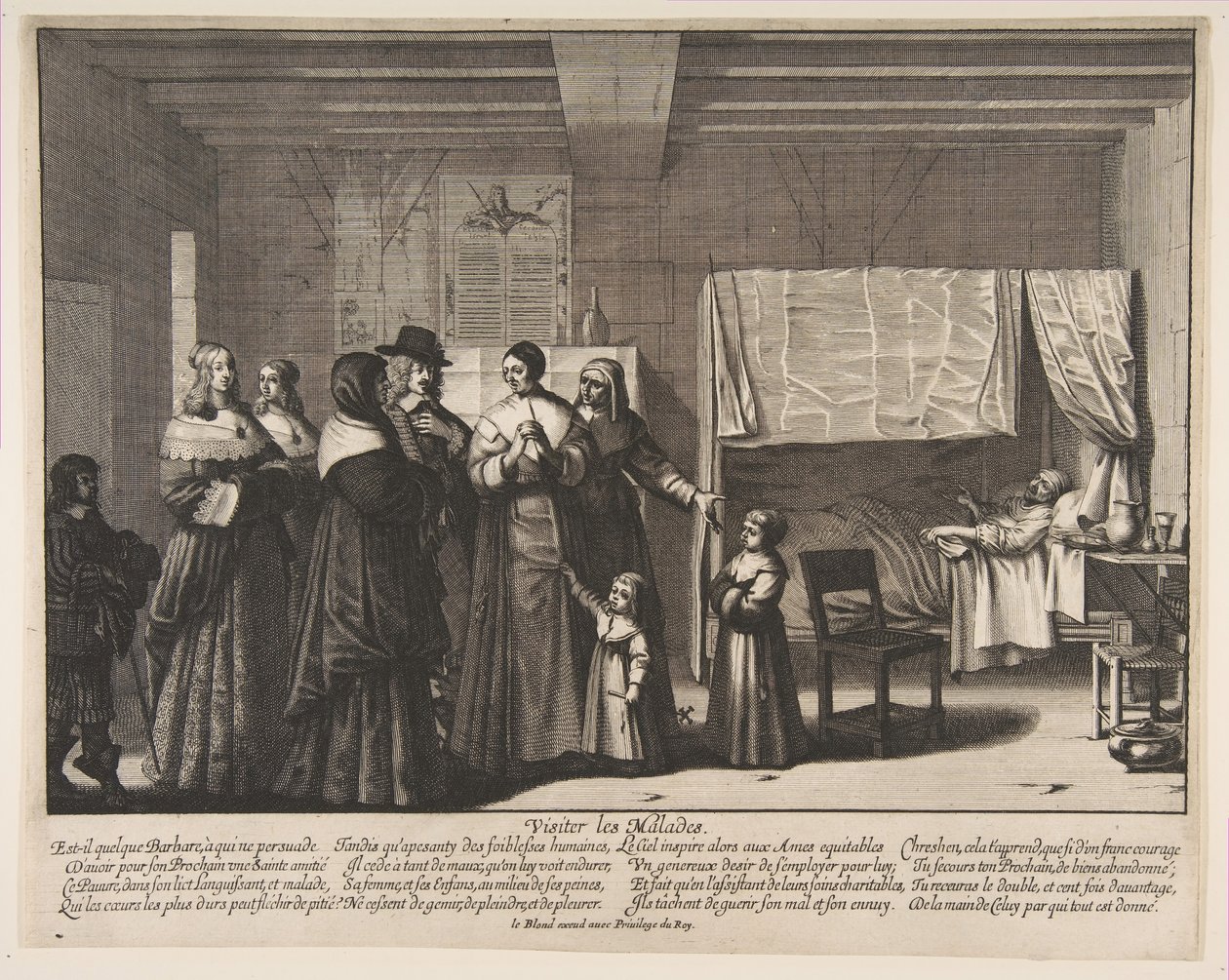 Besøger de syge. af Abraham Bosse