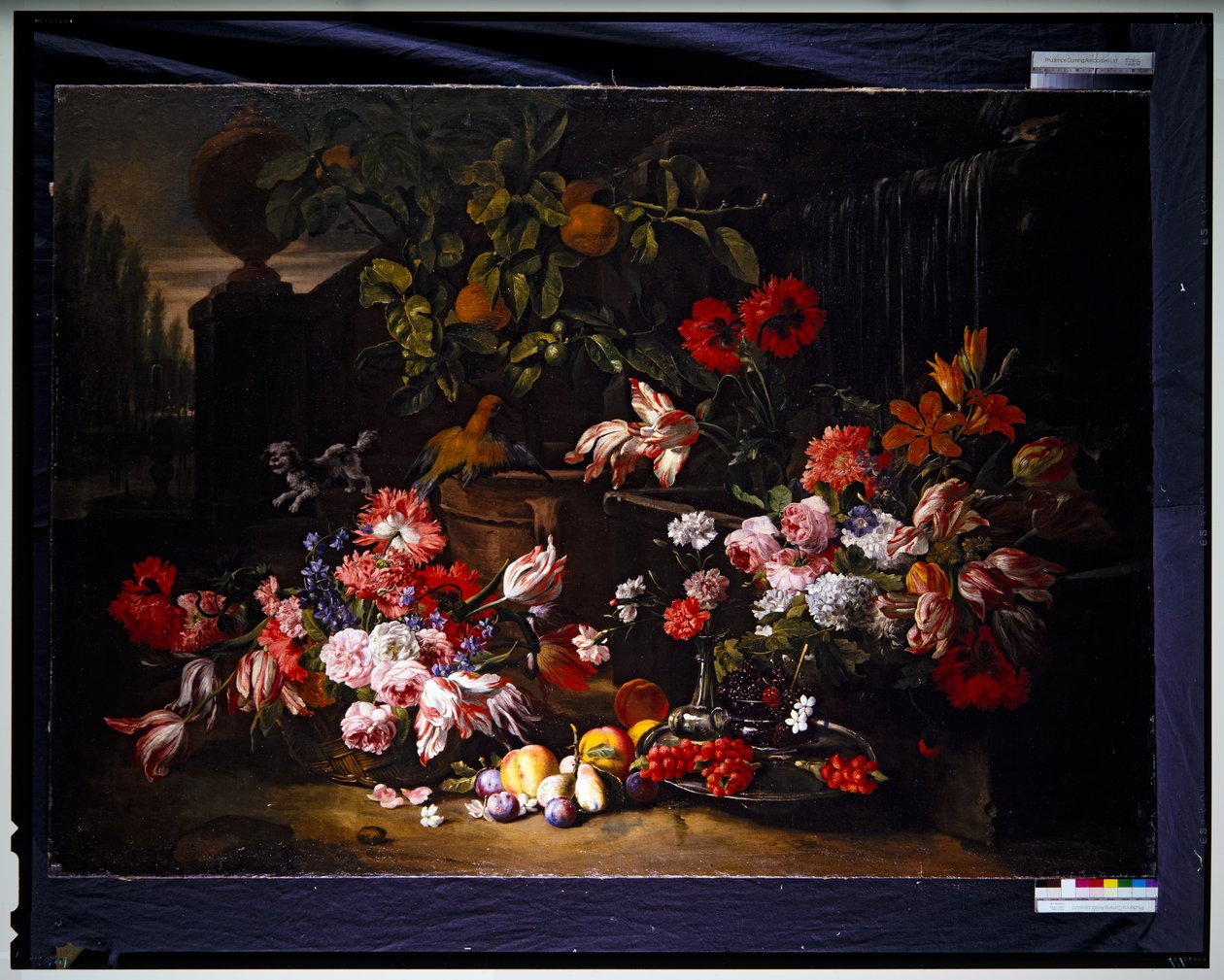 Stilleben med blomster i en have af Abraham Brueghel