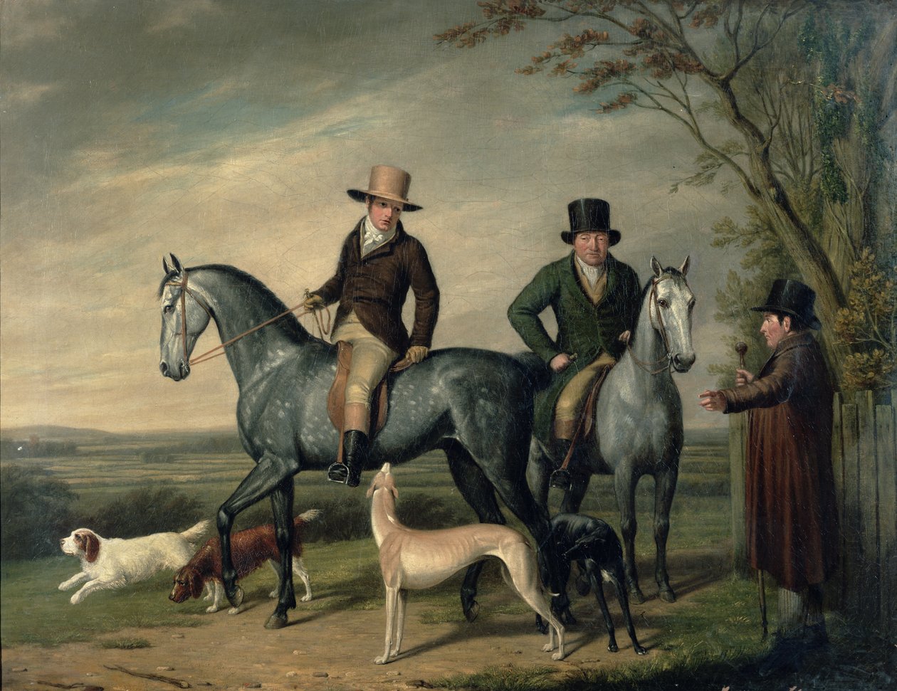 To herrer på grå jægere af Abraham Cooper