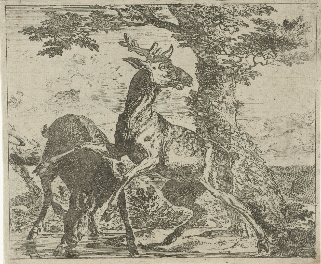 opsigtsvækkende hjorte Forskellige dyr (serietitel) af Abraham Danielsz. Hondius