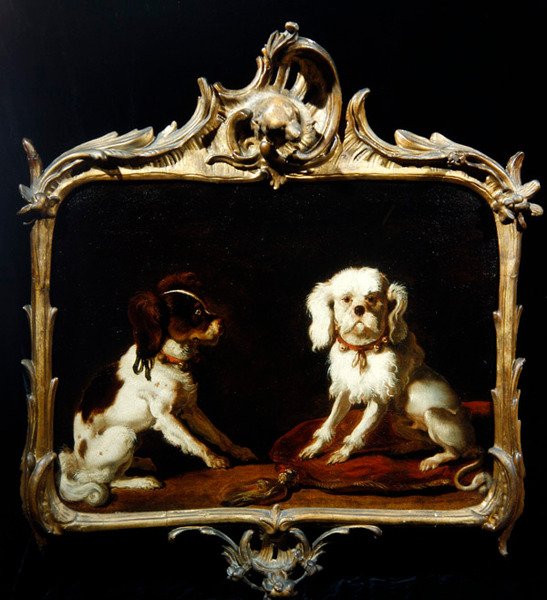 To kæledyrshunde (olie på lærred) af Abraham Danielsz. Hondius