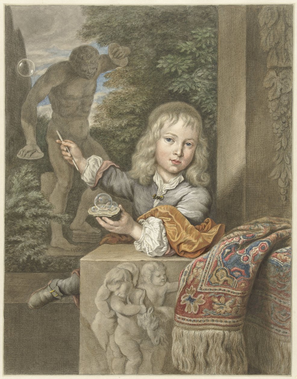 Bobleblæsende dreng af Abraham Delfos
