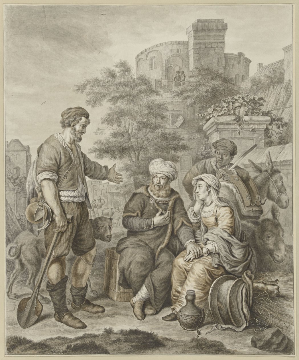 levitten og hans medhustru i Gibea af Abraham Delfos