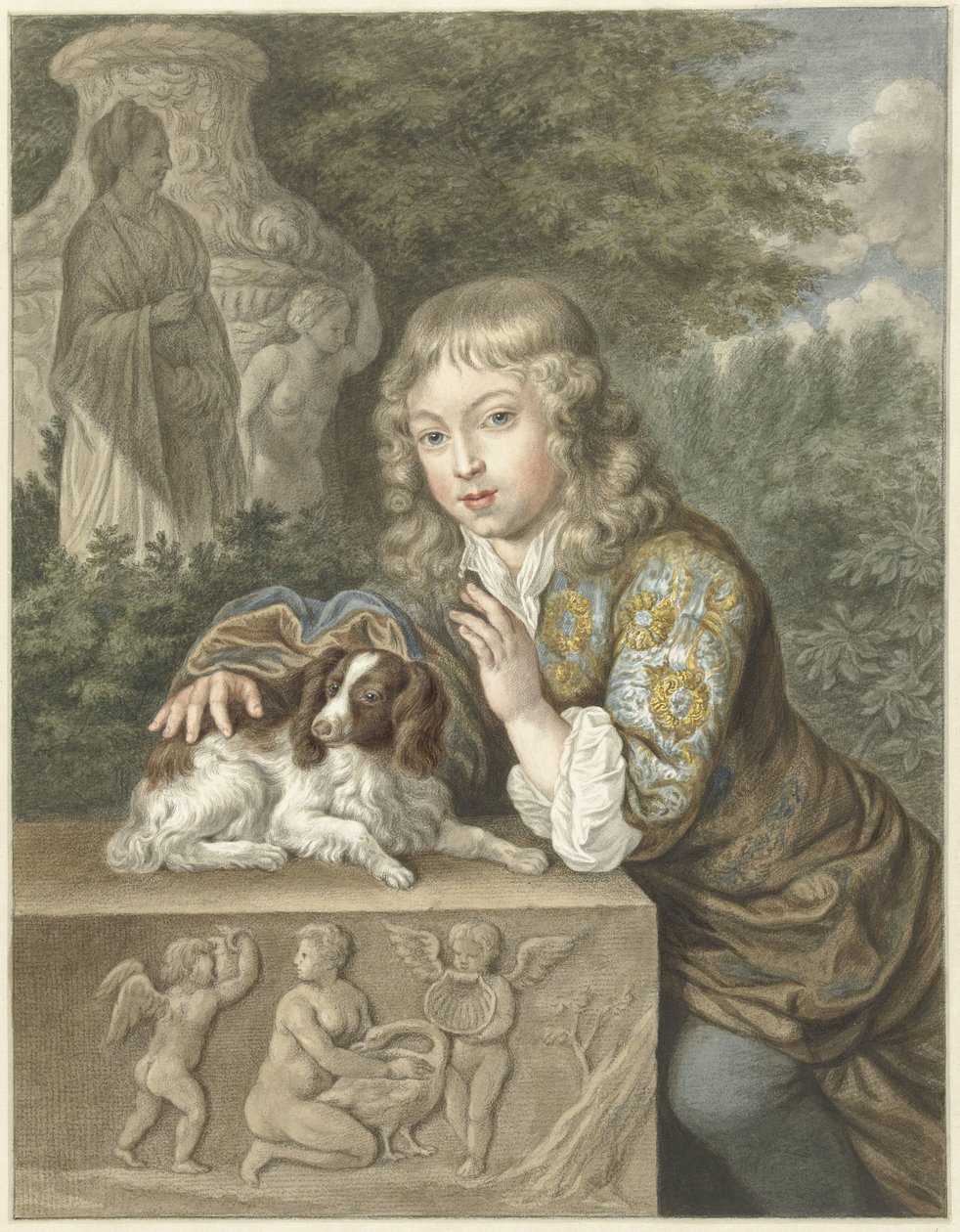 Dreng med hund af Abraham Delfos