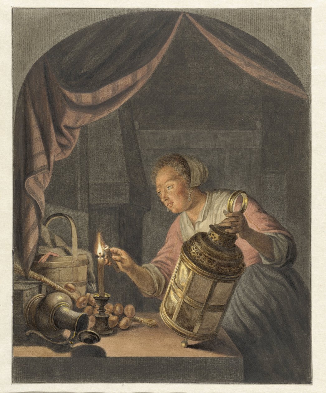 Pige tænder en lanterne af Abraham Delfos