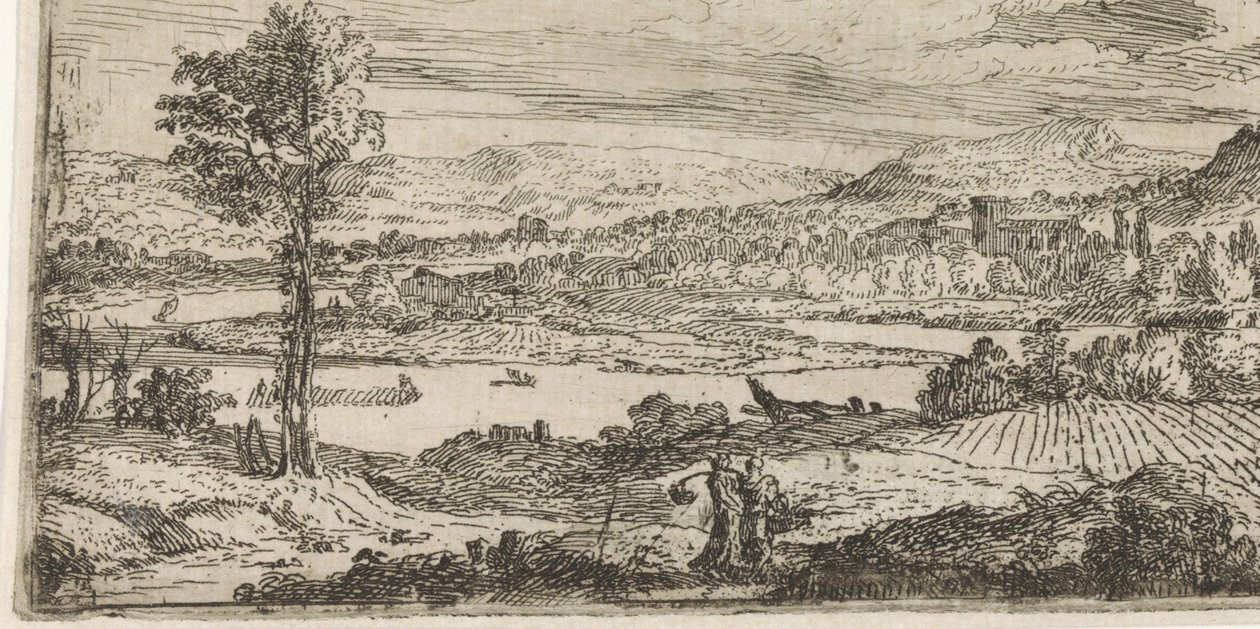 Landskab med flod af Abraham Genoels