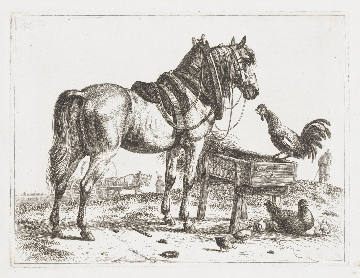 Hest ved en foderautomat af Abraham Hendrik Winter