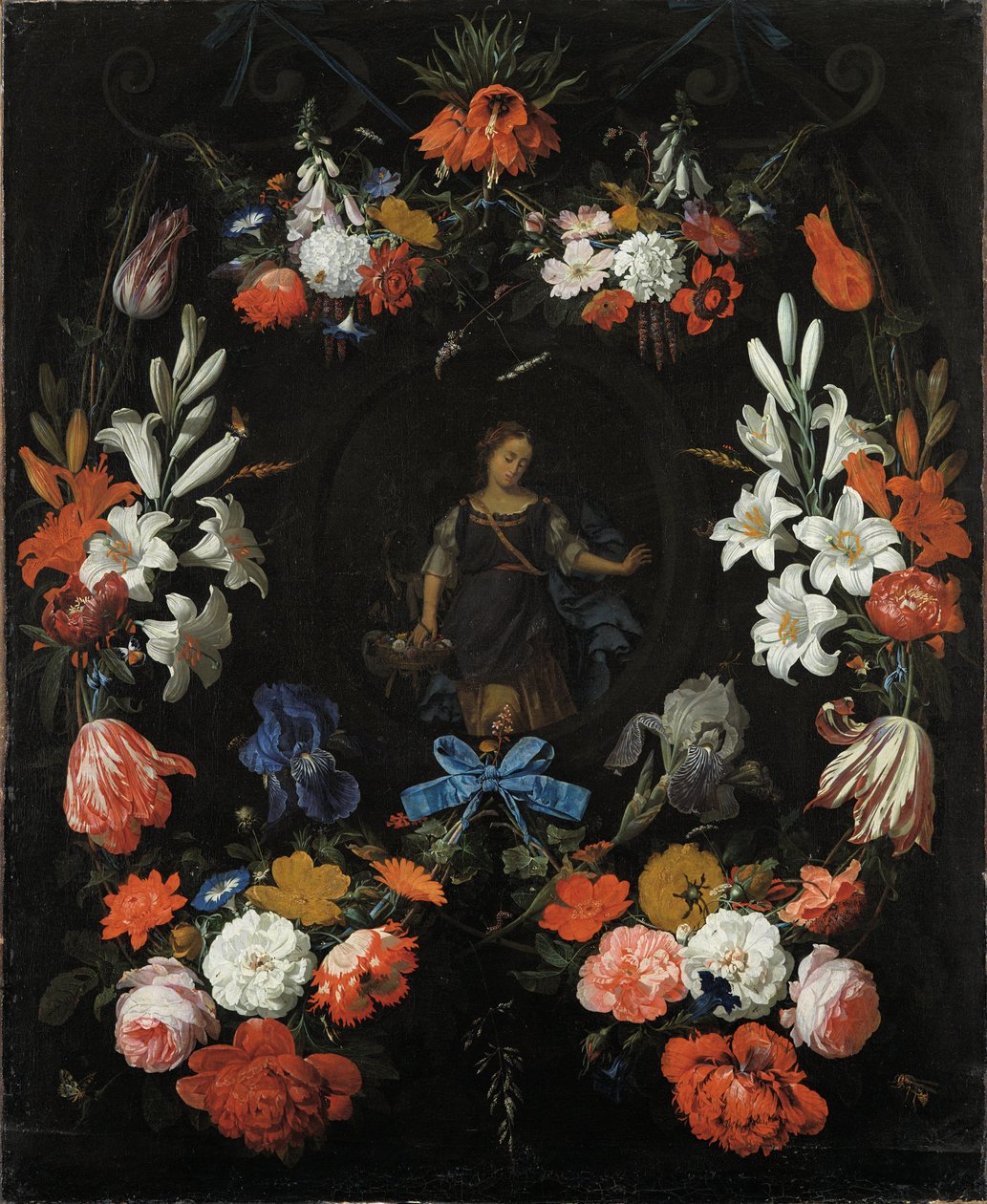 Krans af blomster af Abraham Mignon