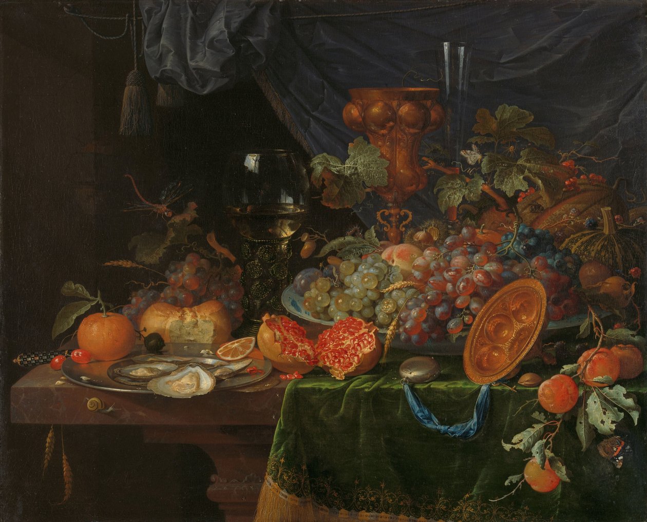 Stilleben med frugt og østers af Abraham Mignon