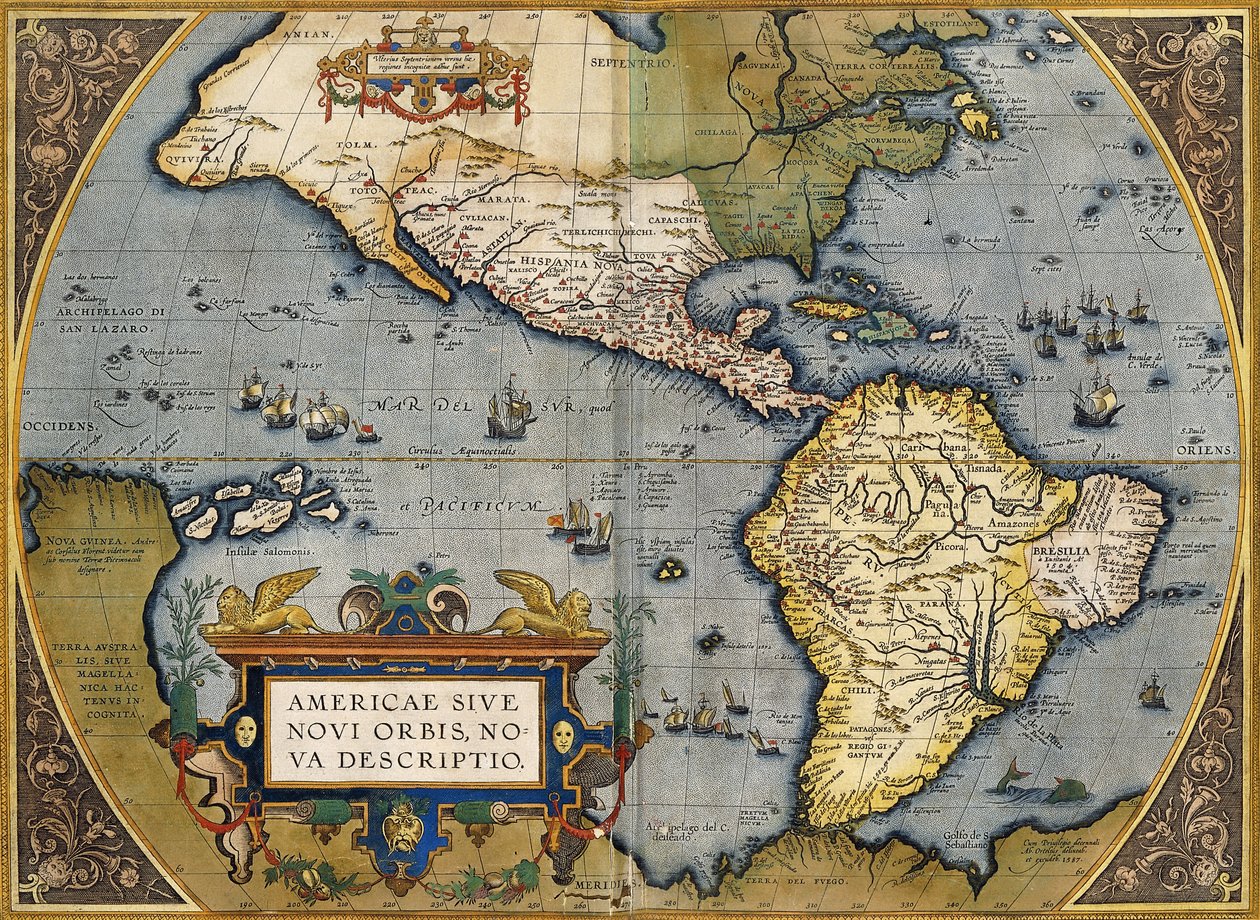 Et kort over Amerika, 1612 af Abraham Ortelius