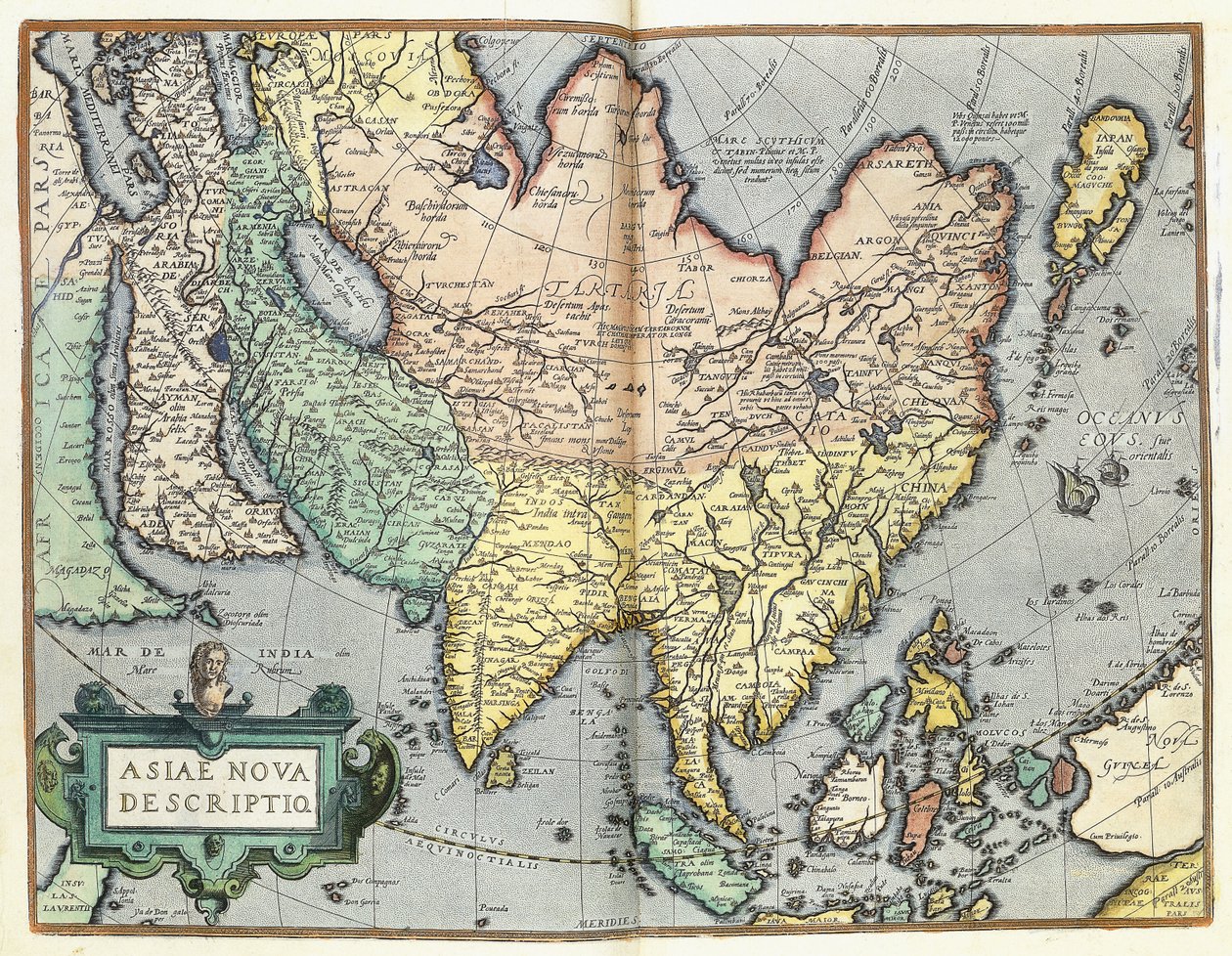 Asien, 1592 af Abraham Ortelius