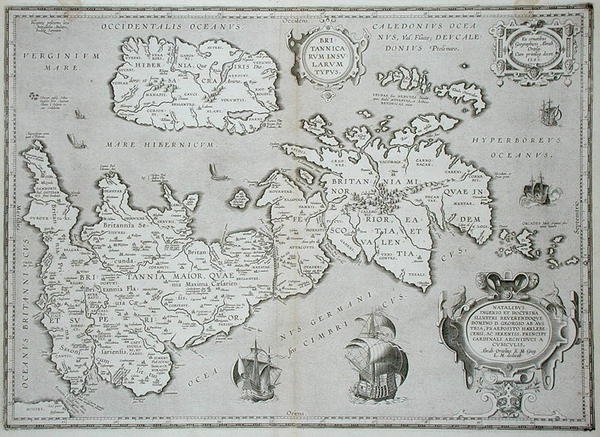 Kort over Storbritannien og Irland af Abraham Ortelius