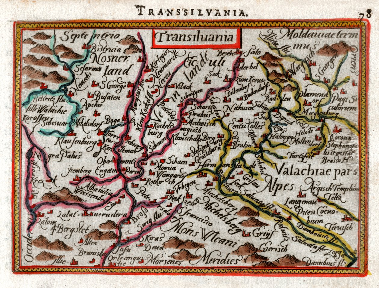 Kort over Transsylvanien 1590 af Abraham Ortelius